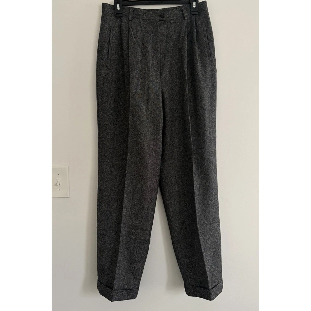 Vintage Ralph Lauren Charcoal Gray Wool&Cashmere Wide Leg Dress Pants Sz12